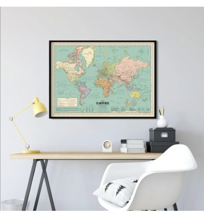 Carte du monde 2020 style vintage - Pappus Editions