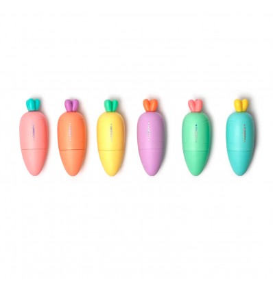 6 surligneurs carottes multicolores - Legami