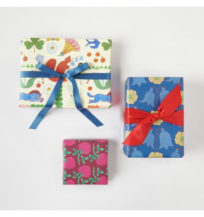 Papier cadeau renoncule campanule bleues - Rico Design