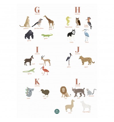 Affiche prénom personnalisée animaux - Papier Curieux