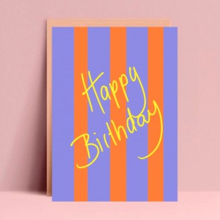 Carte Happy Birthday à rayures - Ute Arnold