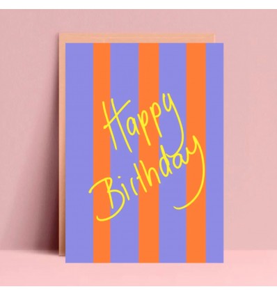 Carte Happy Birthday à rayures - Ute Arnold