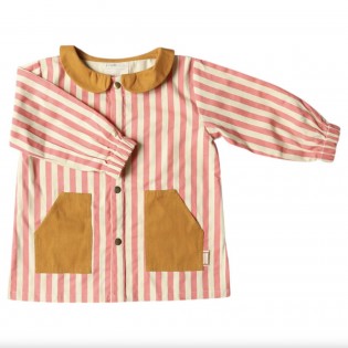 Tablier rayé rose et blanc pour enfant 5-6 ans