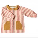 Tablier rayé rose et blanc pour enfant 5-6 ans