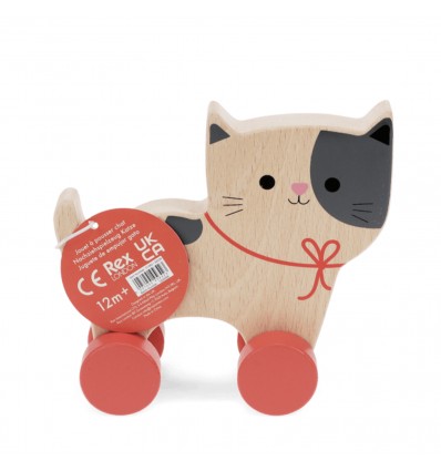 Chat en bois à roulettes - Rex