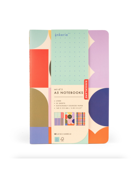 Set de 3 carnets géométriques - Kikkerland