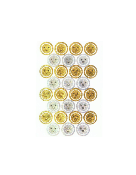 Stickers ronds emojis dorés et argentés - Rico Design