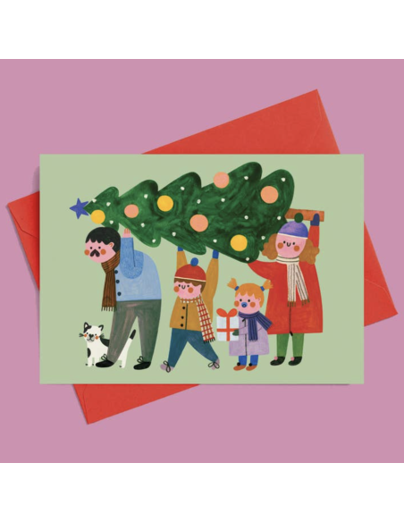 Carte Famille de Noël - Daria Solak Illustrations