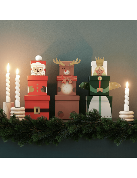 Set de 3 boîtes cadeaux Père Noël - Rico Design