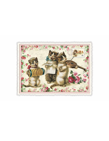 Carte postale Chats musiciens - Acte tre