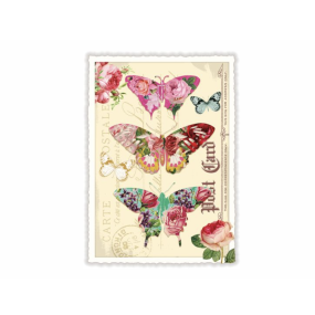 Carte postale Papillons fond écru - Acte tre