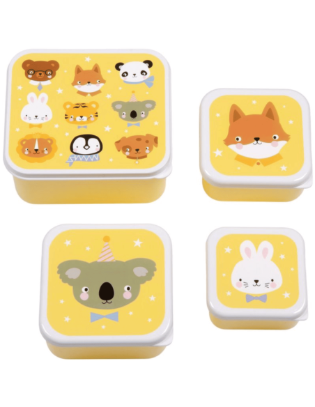 Set de 4 boîtes à goûter jaune Animal Friends - A Little Lovely Company