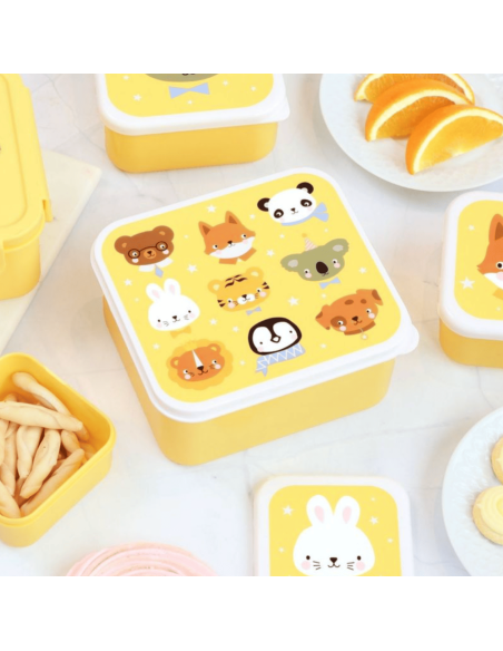 Set de 4 boîtes à goûter jaune Animal Friends - A Little Lovely Company