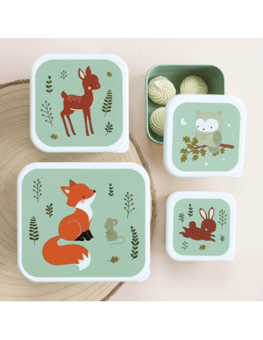 Set de 4 boîtes à goûter vert Renard - A Little...