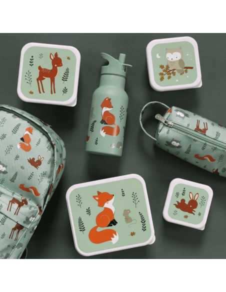 Set de 4 boîtes à goûter vert Renard - A Little Lovely Company