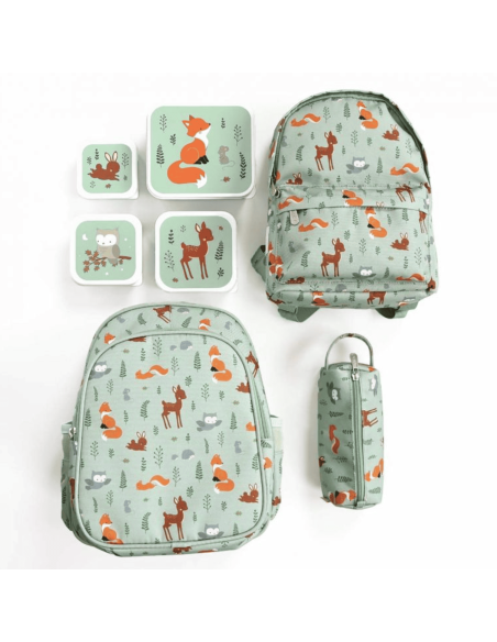 Set de 4 boîtes à goûter vert Renard - A Little Lovely Company
