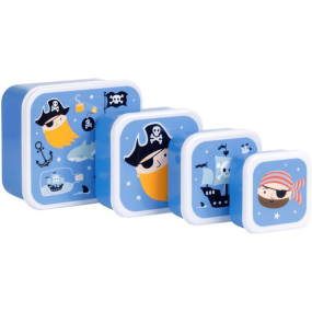 Set de 4 boîtes à goûter bleu pirates - A Little Lovely...
