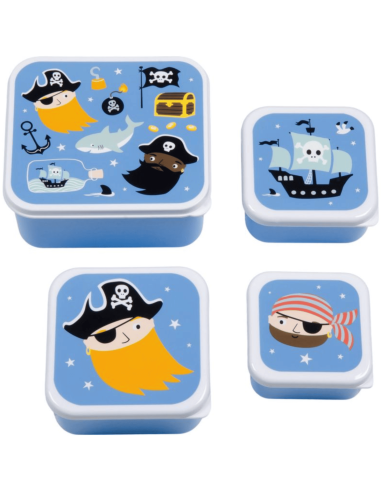 Set de 4 boîtes à goûter bleu pirates - A...