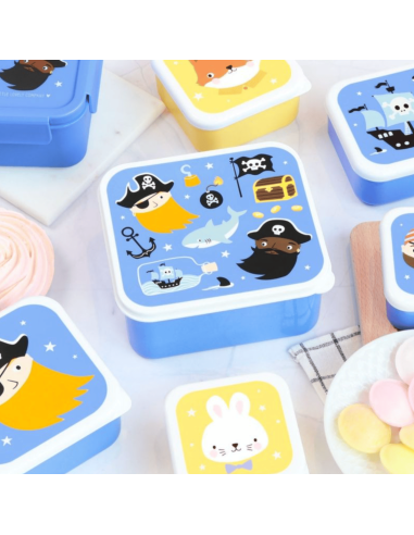 Set de 4 boîtes à goûter bleu pirates - A...