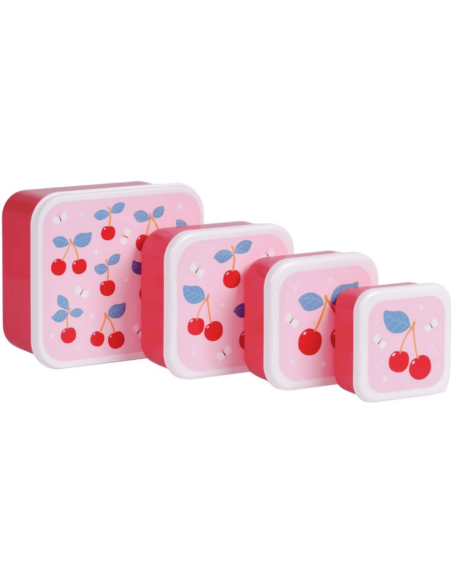 Set de 4 boîtes à goûter rose cerise - A Little Lovely Company