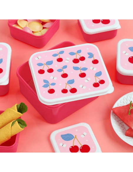 Set de 4 boîtes à goûter rose cerise - A Little Lovely Company