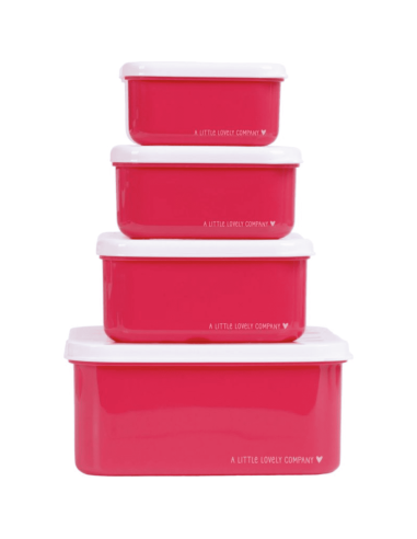 Set de 4 boîtes à goûter rose cerise - A Little...