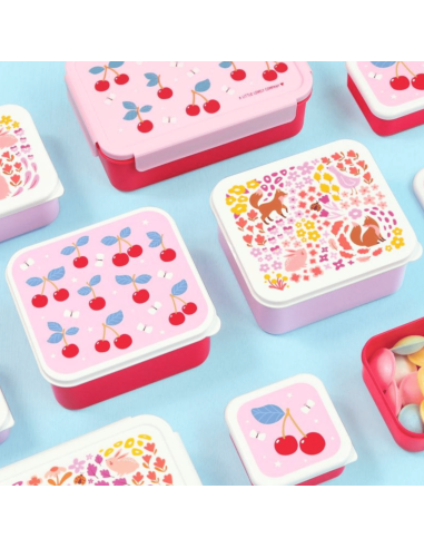Set de 4 boîtes à goûter rose cerise - A Little...