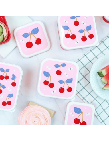 Set de 4 boîtes à goûter rose cerise - A Little...