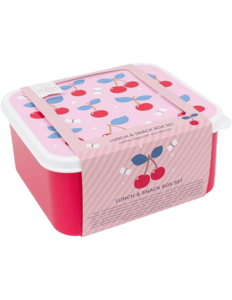 Set de 4 boîtes à goûter rose cerise - A Little Lovely Company