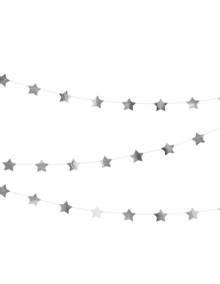 Guirlande étoiles argentées - Party déco