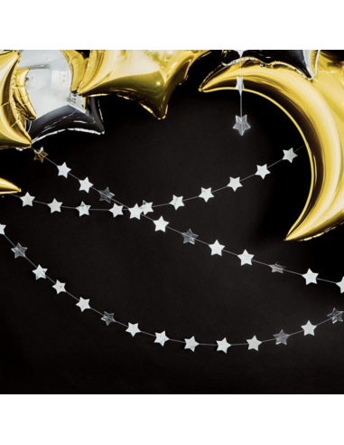 Guirlande étoiles argentées - Party déco