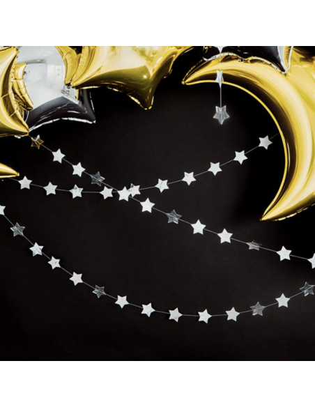 Guirlande étoiles argentées - Party déco