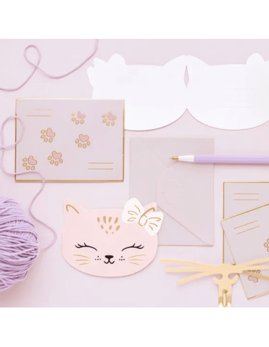 Set de 6 invitations Chat - Party Deco