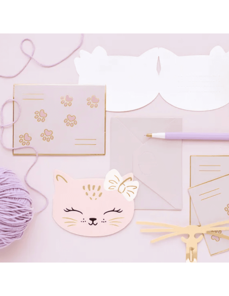 Set de 6 invitations Chat - Party Deco