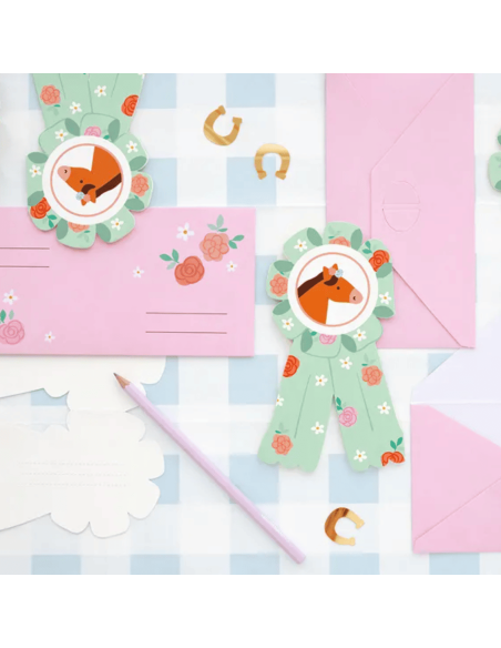 Set de 6 invitations Cheval - Party Deco