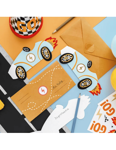 Set de 6 invitations Voiture - Party Deco
