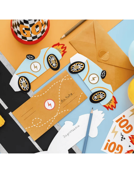 Set de 6 invitations Voiture - Party Deco