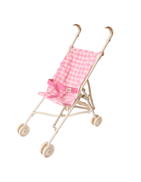 Poussette vichy rose & blanc