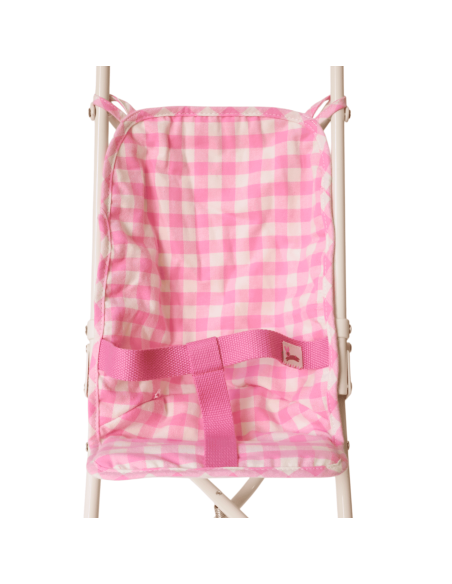 Poussette vichy rose & blanc