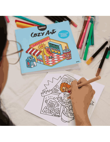 Coloriage Cosy Art Super Market - OMY