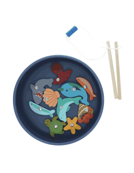 Pêche à la ligne magnétique en bois