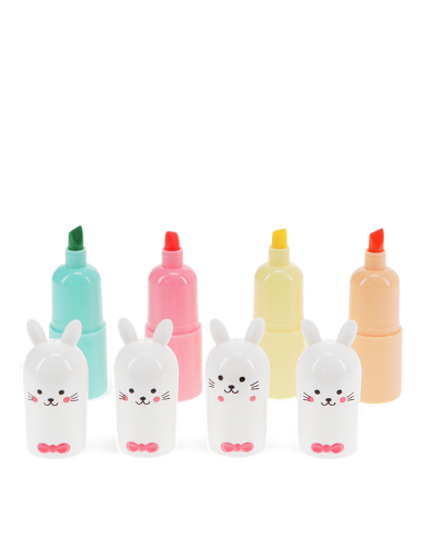 Set de 4 Mini Surligneurs Lapin - Rex