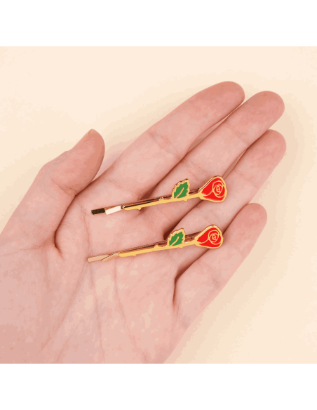 Duo barrettes fines Roses - Coucou Suzette