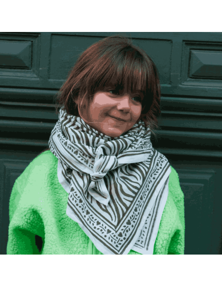 Foulard Zèbre kaki - Maison Augustin