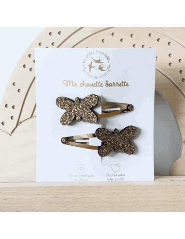 Duo de barrettes papillons dorés - Les Petites...