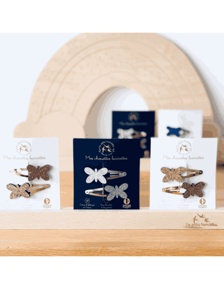 Duo de barrettes papillons dorés - Les Petites Hirondelles