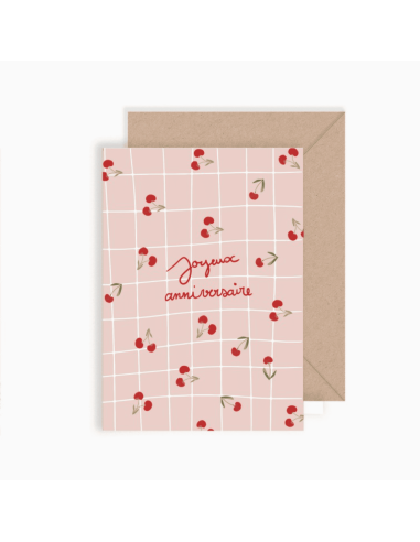 Carte double  Joyeux Anniversaire Cerise - My...