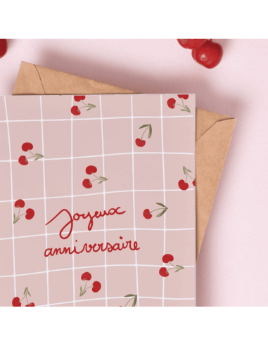 Carte double  Joyeux Anniversaire Cerise - My...
