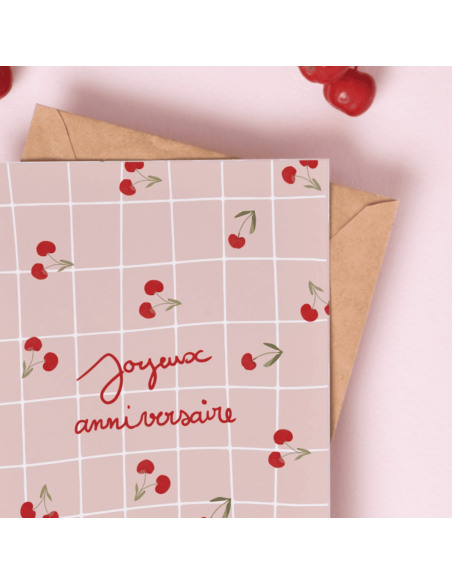 Carte double  Joyeux Anniversaire Cerise - My Lovely Thing