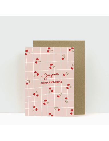 Carte double  Joyeux Anniversaire Cerise - My...